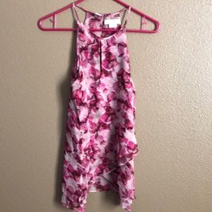 Cynthia Rowley 100 silk halter neck floral tank